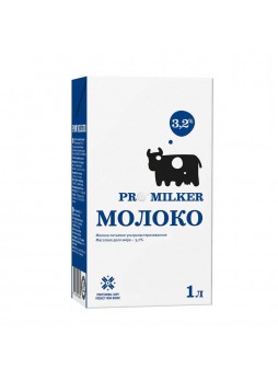 Молоко 3,2% ультрапаст. 12х1л ГОСТ БЗМЖ Promilker® Россия (КОД 86973) (0°С)