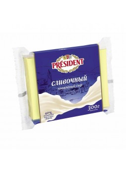 Сыр плавленый сливочный ломтевой 40% 300гр х 8шт пэт БЗМЖ President® Россия (КОД 19137) (О°С)