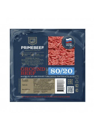 Говядина Фарш 80/20 0,5кг в/у Angus Ground Beef Light Primebeef® Россия (67108) (КОД 24236) (-18*С) оптом