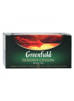 Чай черный Голден цейлон в пакетиках, 2г. х 25шт., упак., Greenfield, Россия, (КОД 52115), (+18°С)