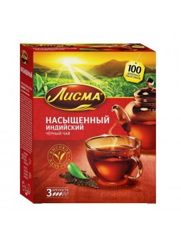 Чай черный Насыщенный индийский в пакетиках, 1,8г х100шт, упак., Лисма, Россия, (КОД 52936), (+18°С)