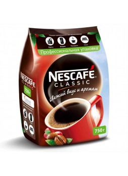Кофе растворимый гранулированный Classic, 750г., пакет, Nescafe, Россия, (КОД 87042) (+18°С)