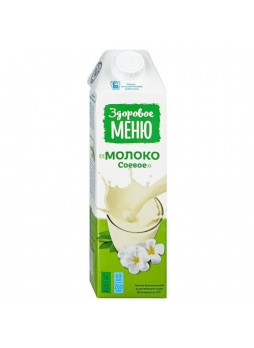 Напиток растительный Молоко соевое ГОСТ 1л х 12шт тетра пак Здоровое Меню Россия (КОД 32902) (О°С)