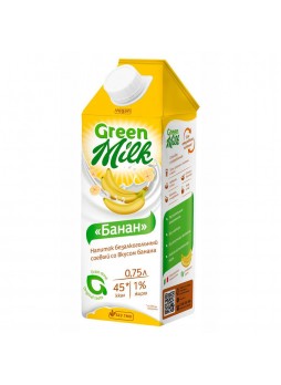 Молоко соевое со вкусом банана 0,75л тетра пак Green Milk™ Россия (напиток) (КОД 33625) (О°С)