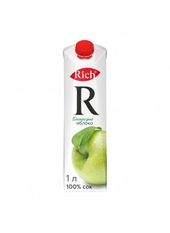 Сок яблочный осветленный 100% 1л х12/тетра пак, Rich®, Россия (КОД 33157) (+18°С) оптом