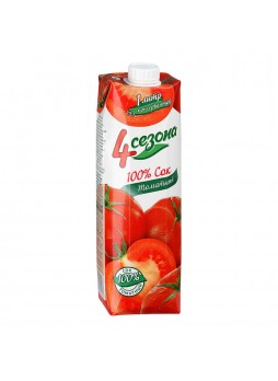 Сок томатный с мякотью с солью, 1л. х 12шт., пакет, 4 сезона, Россия, (КОД 33052) (+18°С)