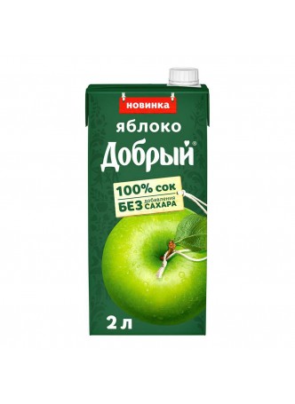 Сок яблочный 2л х 6шт Тетра Пак Добрый Россия (КОД 75091) (+18°С)