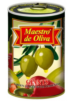 Оливки Maestro de Oliva гигантские с перцем 420г оптом