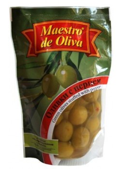 Оливки Maestro de Oliva с перцем 170г оптом