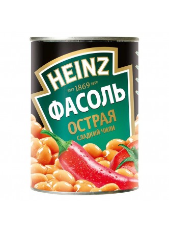 Фасоль белая в т/с острая "Сладкий чили", 390грх24, ж\б, HEINZ, Великобритания (КОД 92504) (+18°С)