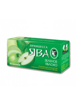 Принцесса Ява Зеленое яблоко, двухкамерные пакетики для разовой заварки с ярлычками оптом