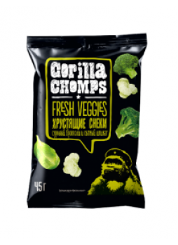 Кукуруза хрустящая "Gorilla Chomps" "Брокколи и шпинат" оптом