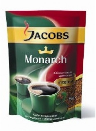Растворимый сублимированный кофе Jacobs Monarch Intense. Мягкая упаковка оптом
