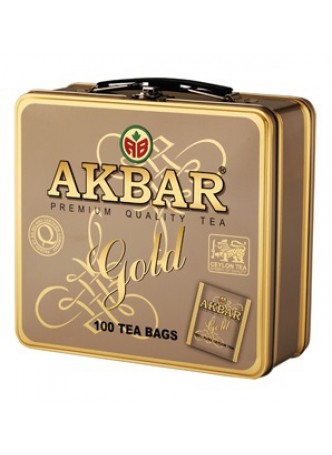 AKBAR «GOLD» 100 чайных пакетиков с ярлычком в индивидуальных металлизированных конвертах оптом