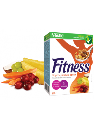 Хлопья Nestle Fitness Фрукты, ягоды и орехи оптом