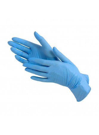 Перчатки нитриловые смотровые, размер L, 200шт/уп (голубые) Benovy® Малайзия (КОД 99664) (+18°С)